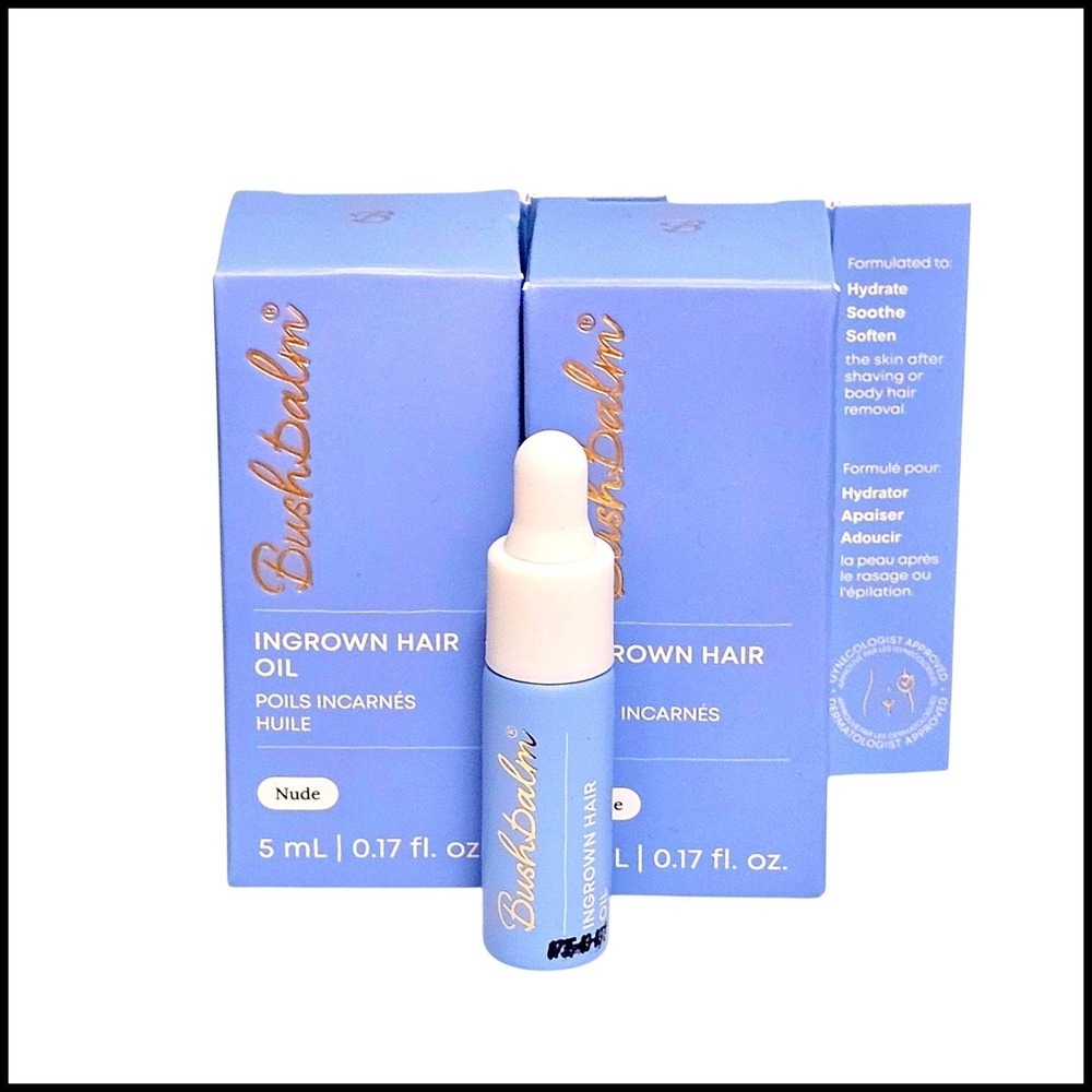 2 x Bushbalm Nude Ingrown‎ Hair Oil - Hydrate Soothe Soften After Shaving 5ml